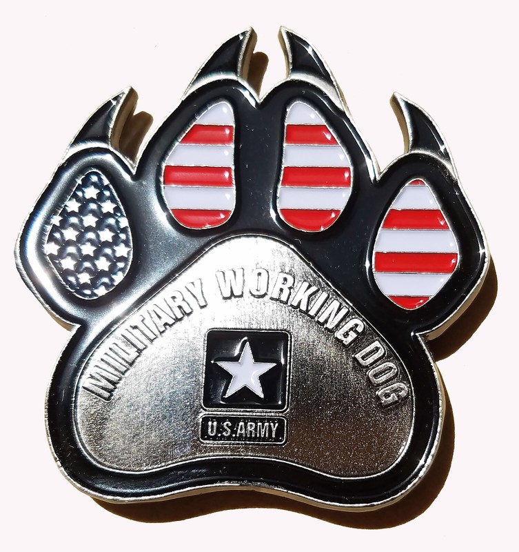 US ARMY K-9 MILITARY POLICE WORKING DOG PAW PRINT CHALLENGE COIN 2" 99 gallery