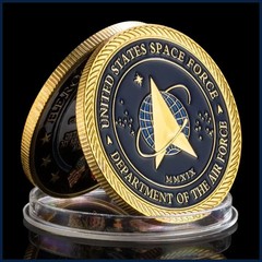 US Space Force Challenge Coin Heroes Valor Courage Golden Plated Souvenir