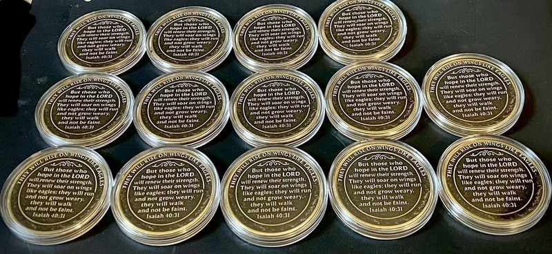 14 Eagle Isaiah 40:31 Challenge Coin-2D-Flat-Stickers-14 Coin Lot-Gold Colored gallery