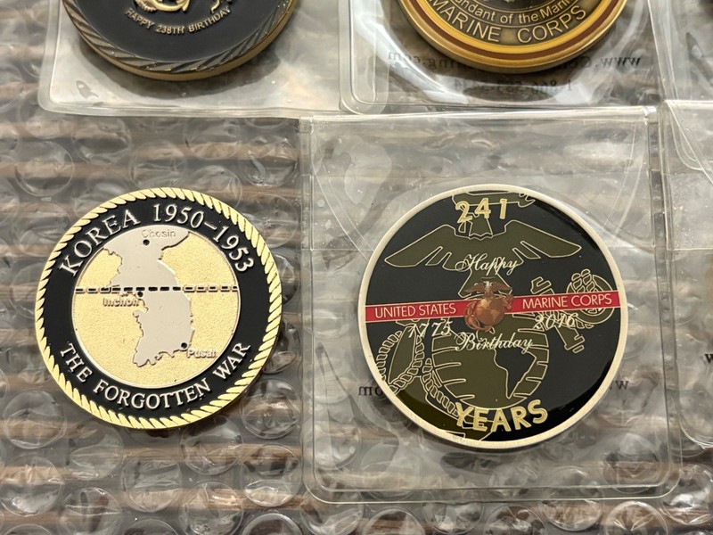 Lot of 7 USMC United States Marine Corp Challenge Coins gallery