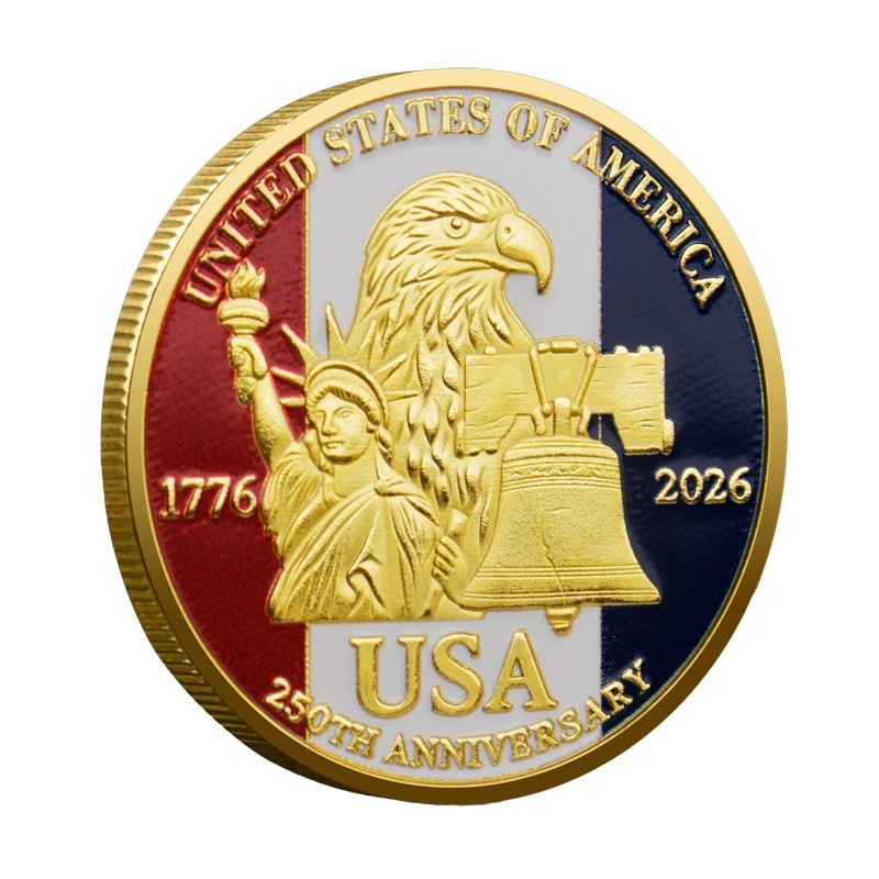 USA Red, White, and Blue 250 Patriotic Coin 1776-2026 US Collectible Coin