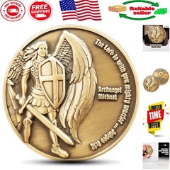 Antique Gold Archangel Michael Coin – 1.75″ Religious Keepsake for Encouragement