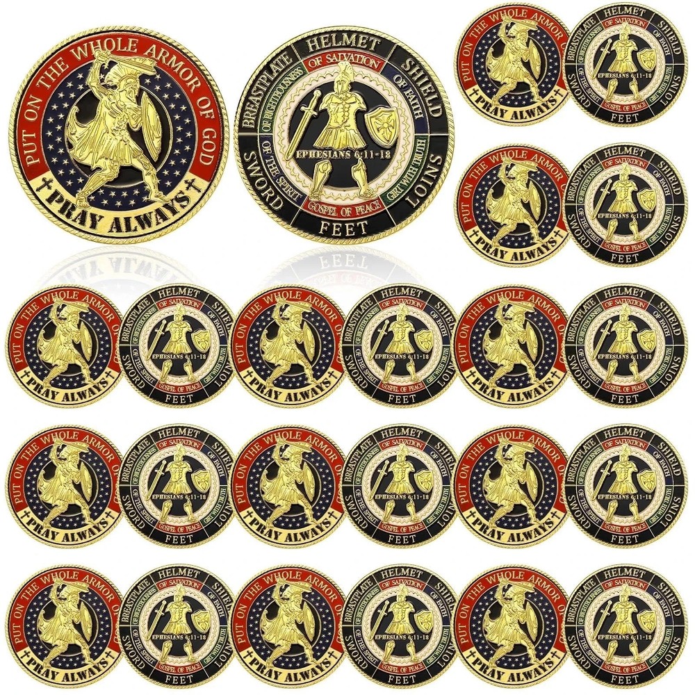 24 Pcs Put on The Whole Armor of God Coin Round Commemorative Coin ... Fast Ship