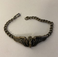 WWII Bomber Pilot Aviator Sterling Silver Military Wings Bracelet (Vintage)