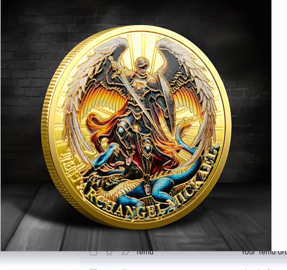 St Michael Archangel Winged Warrior Knight Armor Gold - Tone Plated Coin