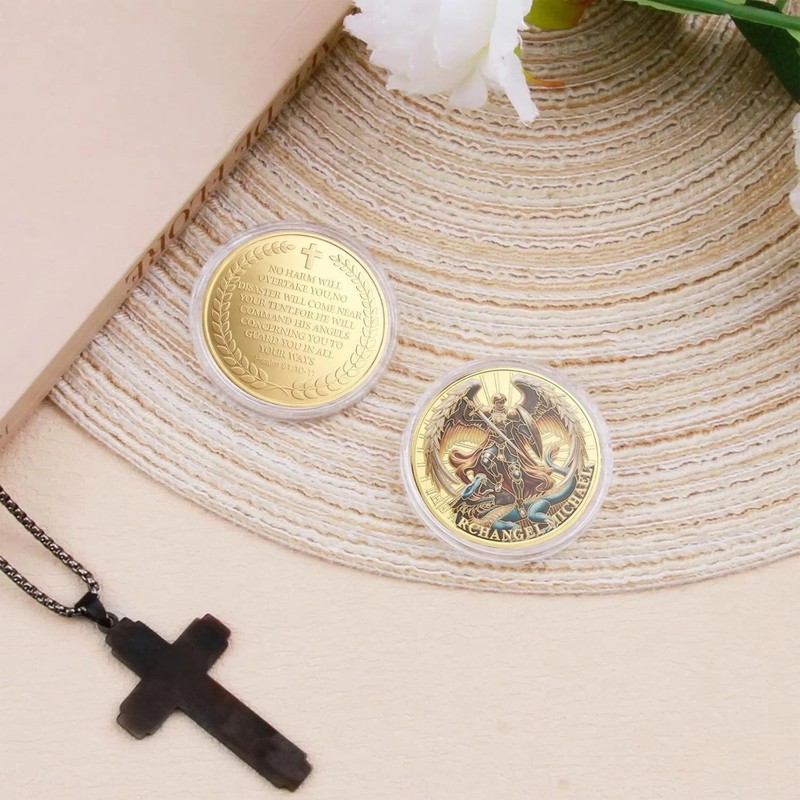 Archangel Michael Challenge Coin | Psalm 91 Protection & Christian Gift Token gallery