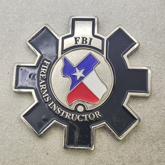 FBI Firearms Instructor Texas Gear Shaped Silver Challenge Coin