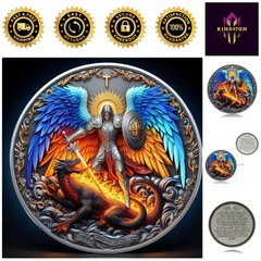 Inspirational Archangel Michael Challenge Coin – Psalm 91:10-11 Prayer Token