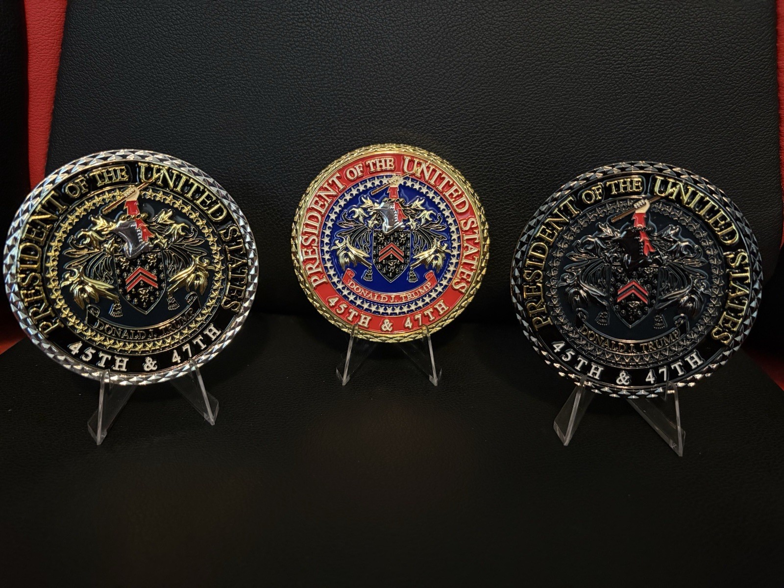 President Trumps Challenge Coin Set. This Is All Three Of The Versions. gallery