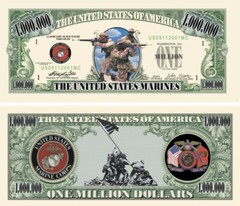 25 Pack USMC Marine Corps Dollar Bill Military Collectible Million Novelty Money