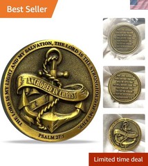 Faithful Reminder: Antique Gold-Plated Challenge Coin with Bible Verses – 1.57″
