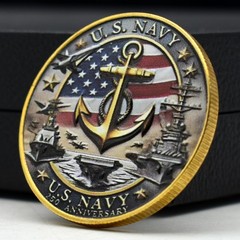 U.S. Navy 250th Anniversary Challenge Coin – Anchor Fleet Flag Military Gift