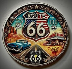 Route 66 Challenge Coin-Silver Colored-100 Year Anniversary-New