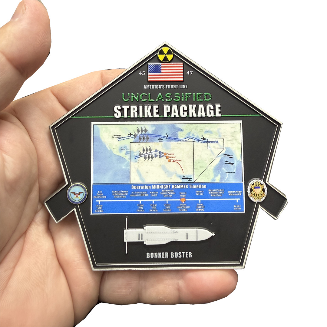 CL-ZZ Midnight Hammer Challenge Coin Honoring Pete Hegseth B-52 Bunker Buster St gallery
