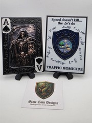 💥Ocala Police Florida Traffic Homicide Reaper challenge coin Blk/White