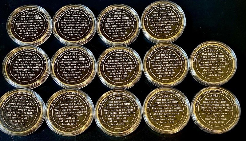 14 Eagle Isaiah 40:31 Challenge Coin-2D-Flat-Stickers-14 Coin Lot-Gold Colored gallery