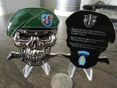 US Army Special Forces Group Creed Green Berets 20th SFG Skull Challenge Coin