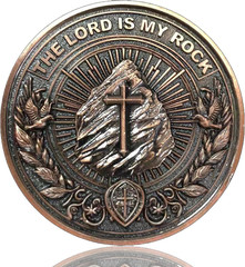 Inspirational Christian Challenge Coin – the Lord Is My Rock – Zinc Alloy, 1.57