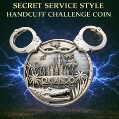 🔥Walt Disneyworld Mickey Ears Blue Handcuff Challenge Coin U.S. Secret Service