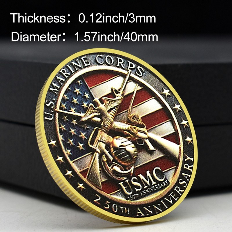 USMC 250th Anniversary Golden Coin Semper Fidelis Military Commemorative Medal gallery