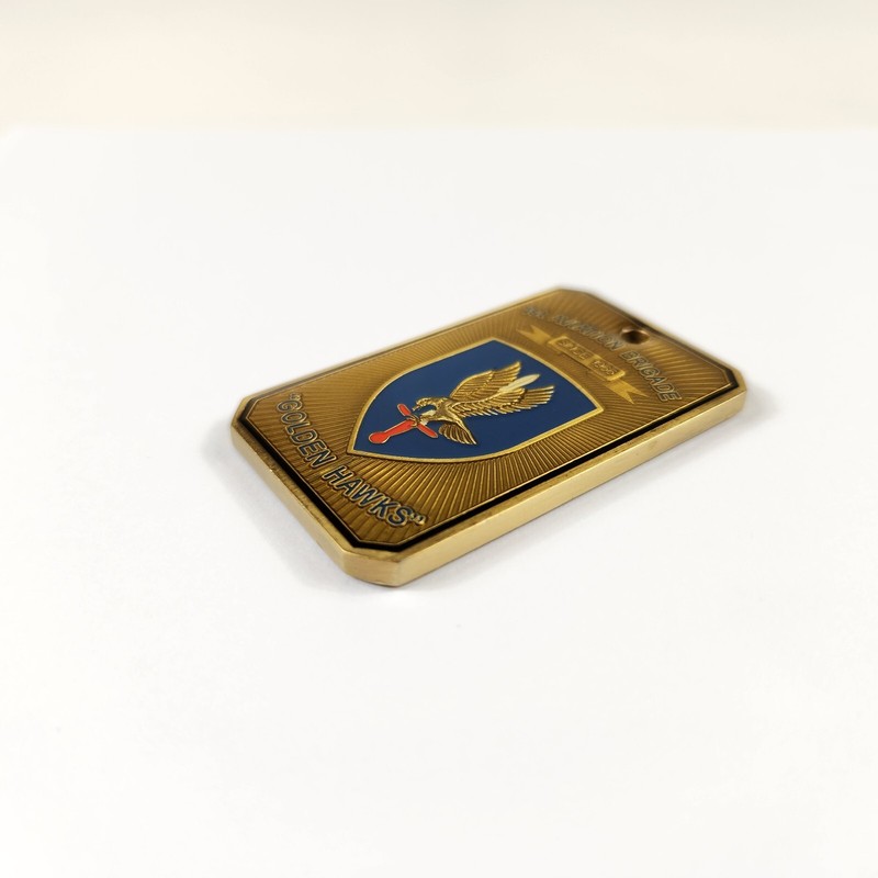 1st Aviation Brigade Golden Hawks Dog Tag Challenge Coin Medallion Award Vintage gallery