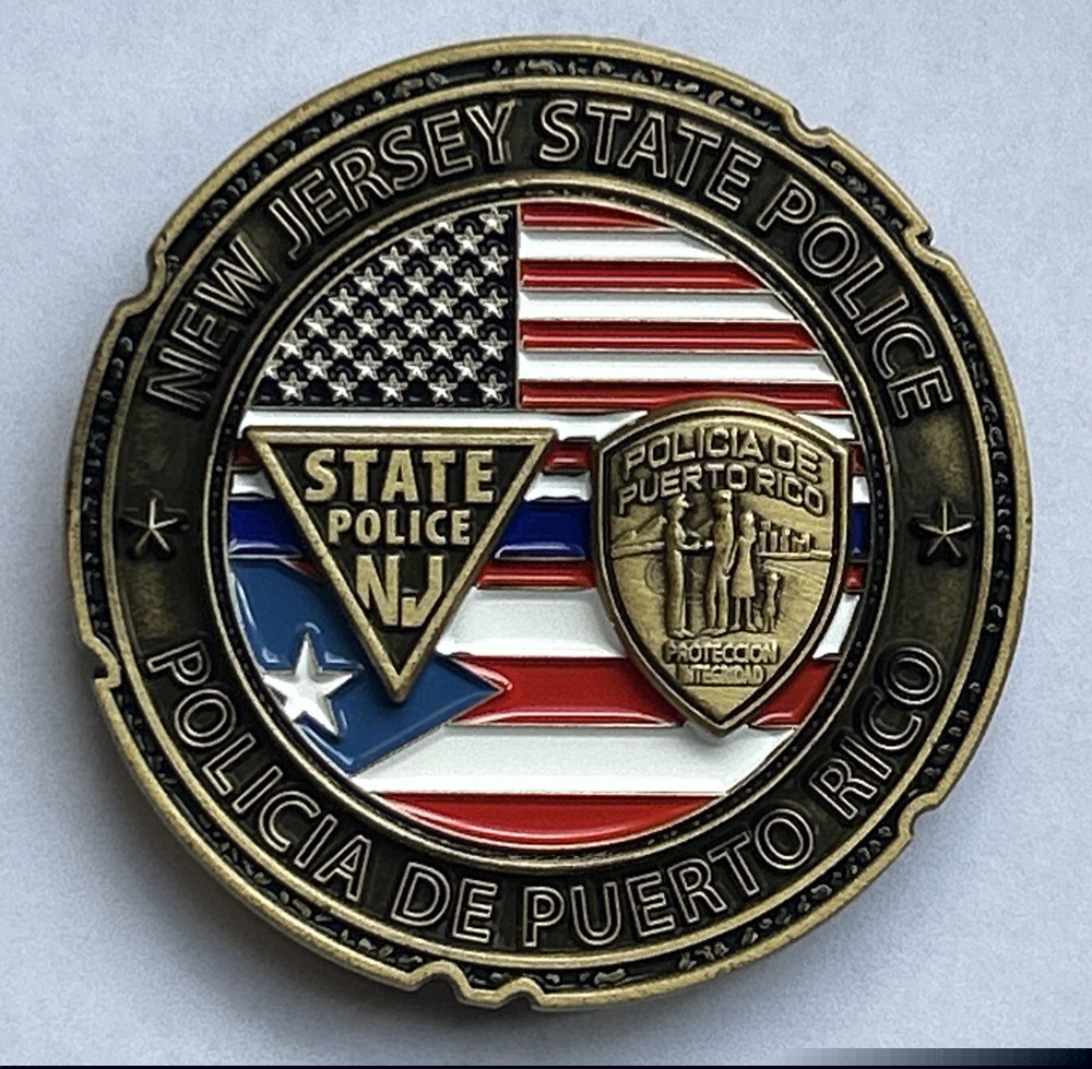 2022 NEW JERSEY STATE POLICE PUERTO RICO POLICIA HURRICANE RELIEF CHALLENGE COIN