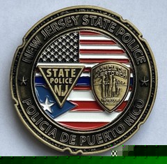 2022 NEW JERSEY STATE POLICE PUERTO RICO POLICIA HURRICANE RELIEF CHALLENGE COIN