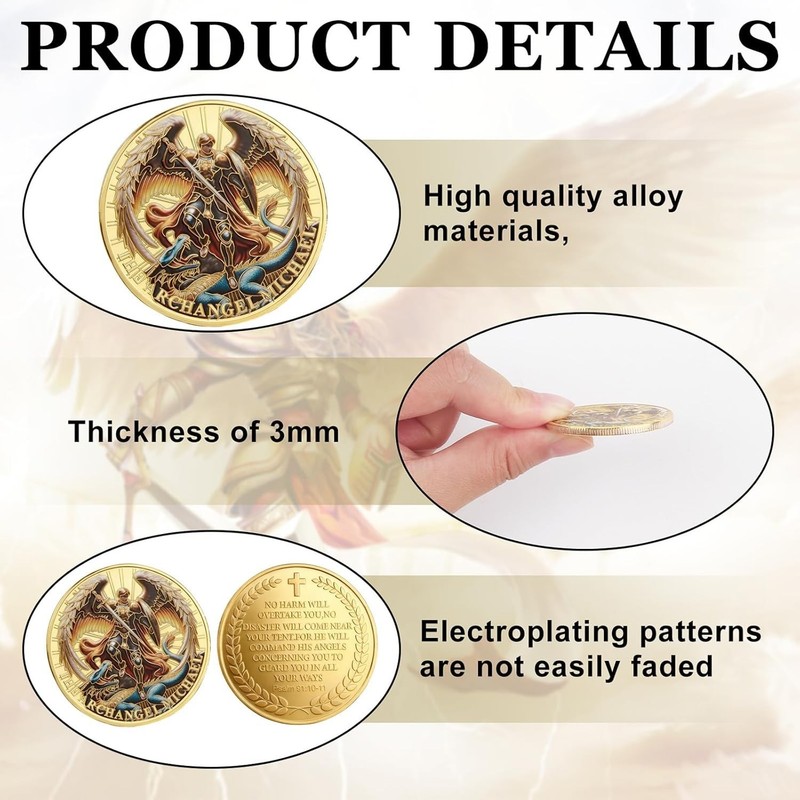 Archangel Michael Challenge Coin | Psalm 91 Protection & Christian Gift Token gallery