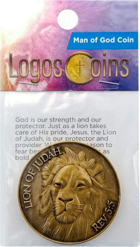 Collectible Antique Gold Token - Lion of Judah Challenge Coin with Bible Verse gallery