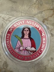 Saint Agatha challenge coin Patron Saint of Breast Cancer metal zinc alloy token