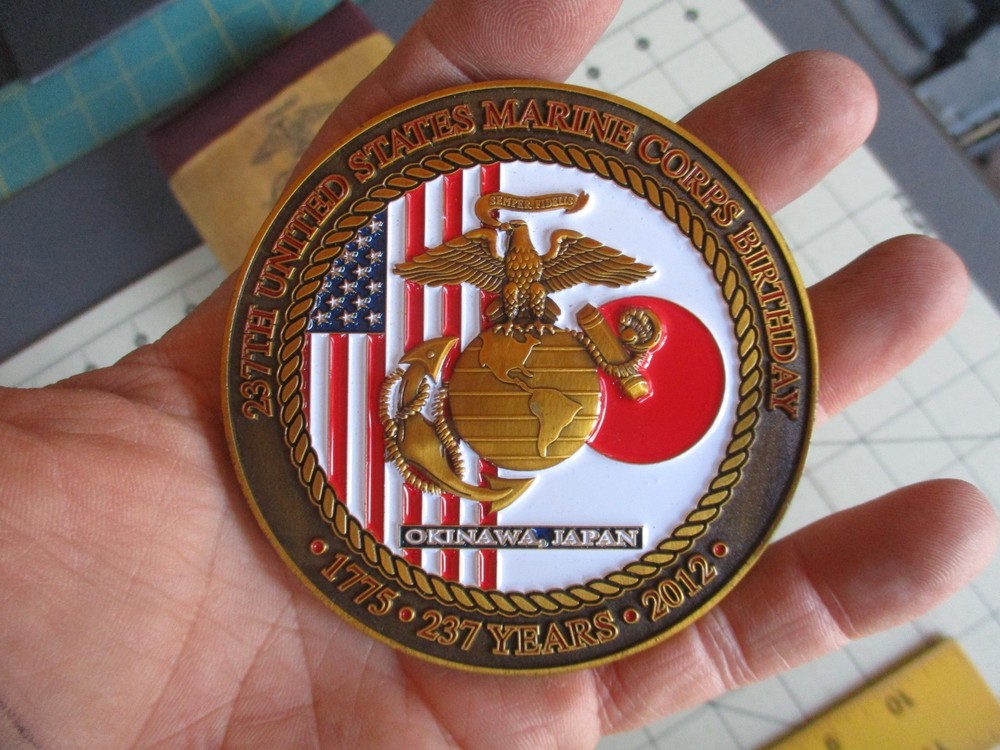 Vtg 2012 USMC 237th Birthday Ball Challenge Coin, OKINAWA JAPAN, Large Size