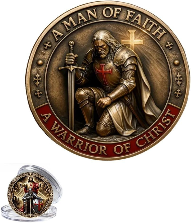 1Pc a Man of Faith-A Warrior of Christ Commemorative Coin, Christian Jesus Chall gallery