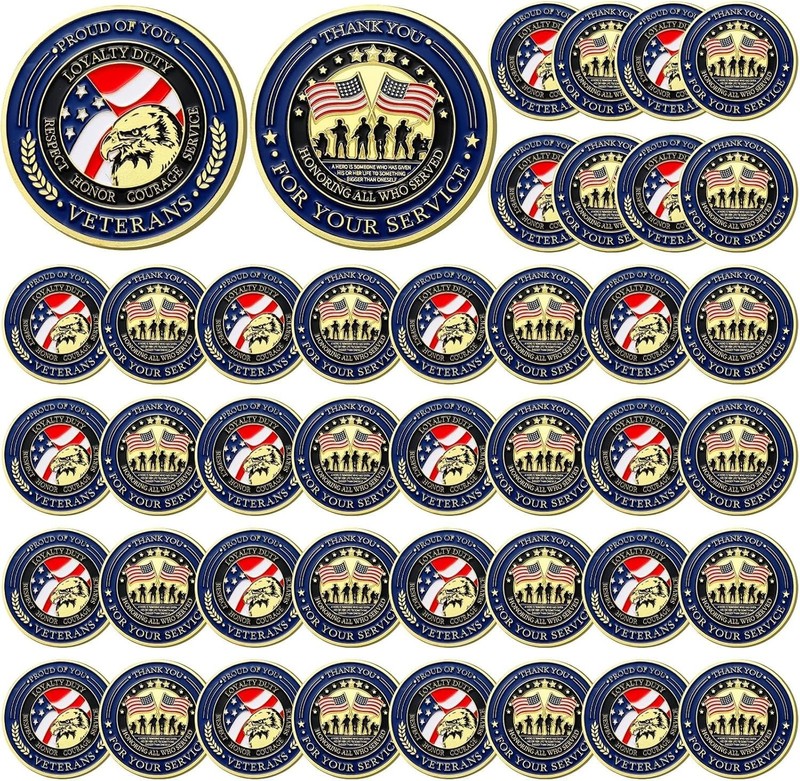 Perfect Father's Day Gift: 40-Piece Military Challenge Coins Collection gallery