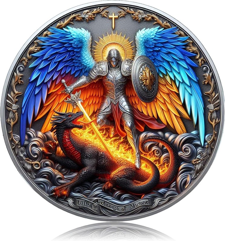 The Archangel Michael Watches Over Challenge Coin - Psalm 91:10-11Protection... gallery