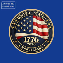 American Flag Medal 1776-2026 250th Anniversary Challenge Coin Souvenir Coin