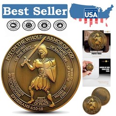 Motivational Antique Gold Plated Armor of God Coin – Faith and Protection Token
