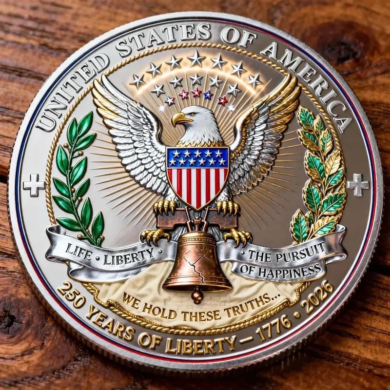 United States 250 Anniversary Challenge Coin Commemorative US 1-pc aw gallery