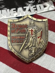 Full Armor Of God Challenge Coin 1.5x2in 3d Embossed Red Enamel Antique Finish
