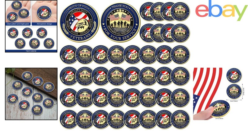 Perfect Father's Day Gift: 40-Piece Military Challenge Coins Collection gallery