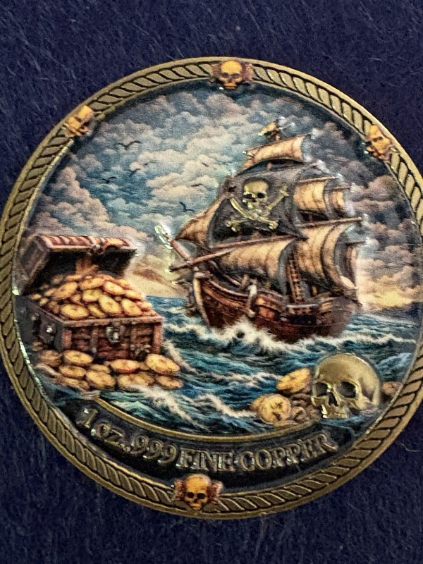 A Pirates Life Rule the Seas 1 oz Copper Round High Relief Coin in Case gallery