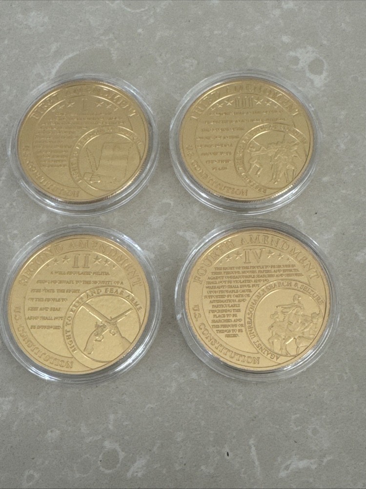 First Second Third & Fourth Amendment U.S Constitution Coins 24k Gold Filled