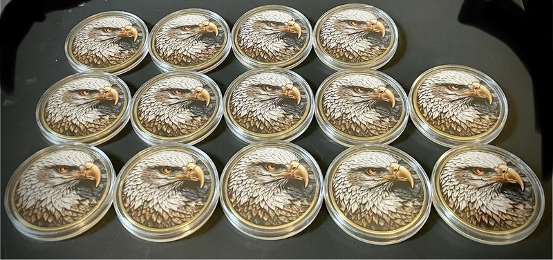 14 Eagle Isaiah 40:31 Challenge Coin-2D-Flat-Stickers-14 Coin Lot-Gold Colored gallery