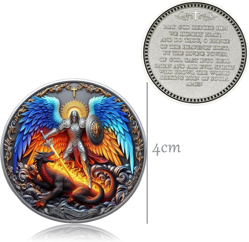 The Archangel Michael Watches Over Challenge Coin - Psalm 91:10-11Protection... gallery