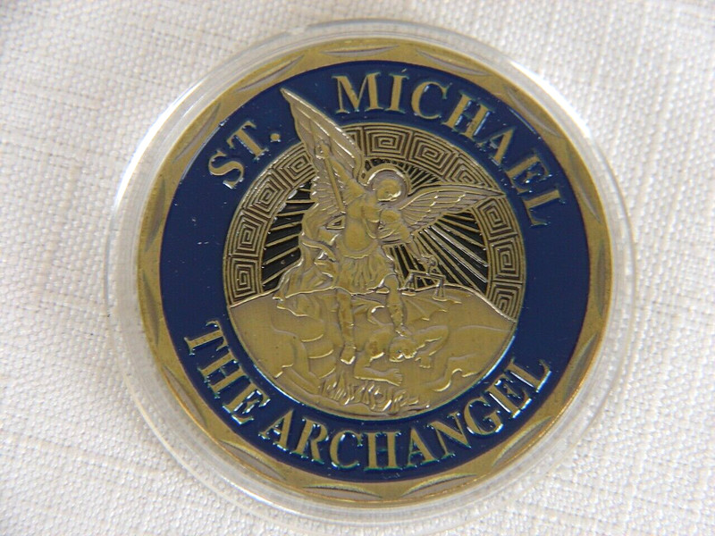 USA Flag Police Badge Challenge Coin St Michael The Archangel gallery