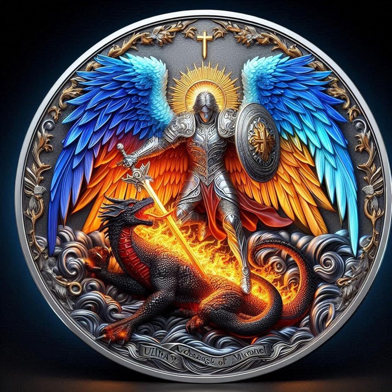 Inspirational Archangel Michael Challenge Coin - Psalm 91:10-11 Prayer Token gallery