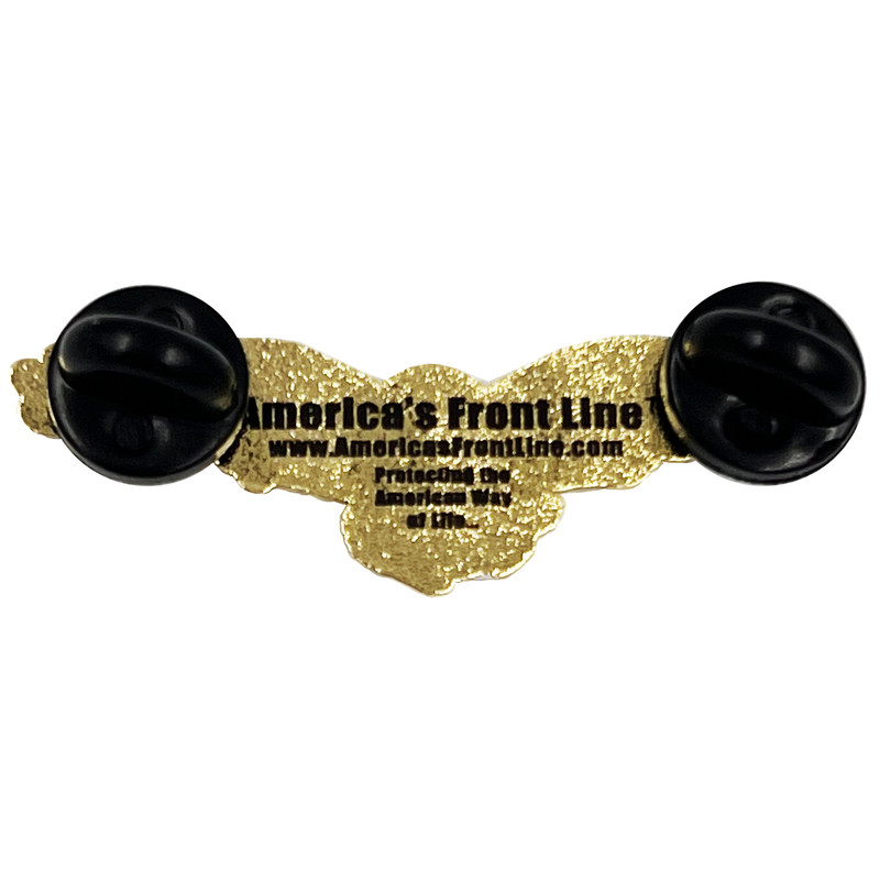 PBX-006-B Bald Eagle Thin Blue Line Police American Flag Cloisonné pin with dual gallery