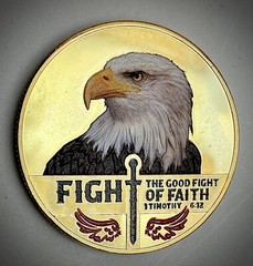 Fight The Good Fight Of Faith-Gold Colored Challenge/Collectors Coin-NEW-Eagle