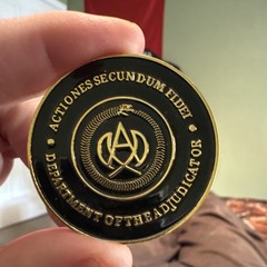 Department of the Adjudicator Challenge Coin Black Gold ACTIONES SECUNDUM FIDEI