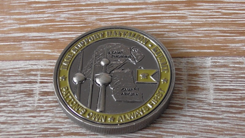US Army Base Support Battalion Kuwait Pattons Own Challenge Coin #A671 gallery