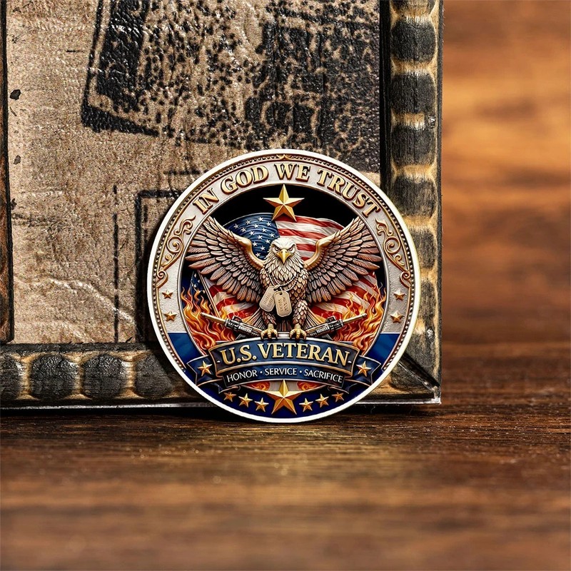 US Veteran 250th Anniversary 1776-2026 Eagle Memorial Cross Coin Collectible gallery